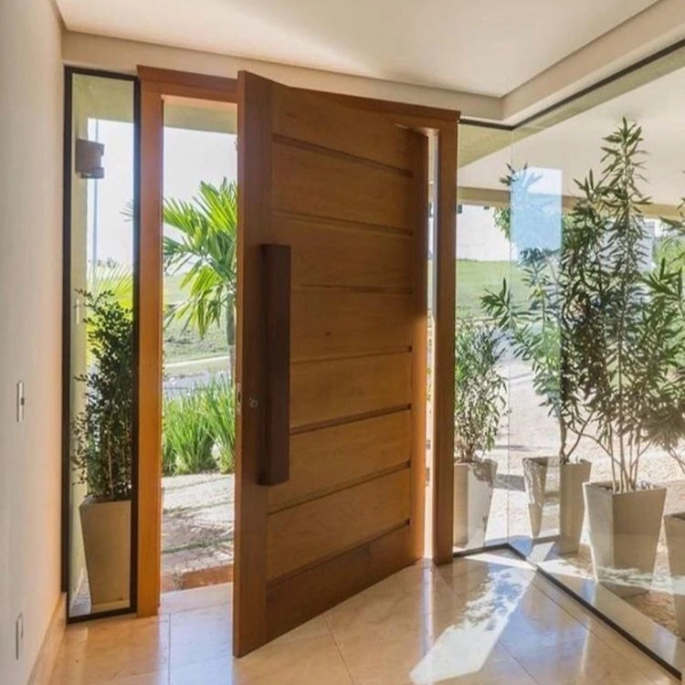 Factory Customize Exterior Modern Villa Entry Doors with Smart Lock Thermal Break Aluminum Front Pivot Entrance Door for House