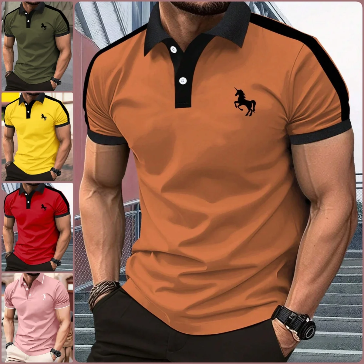 Men's Short-Sleeved Polo Shirt Summer 2026 Casual Breathable Print