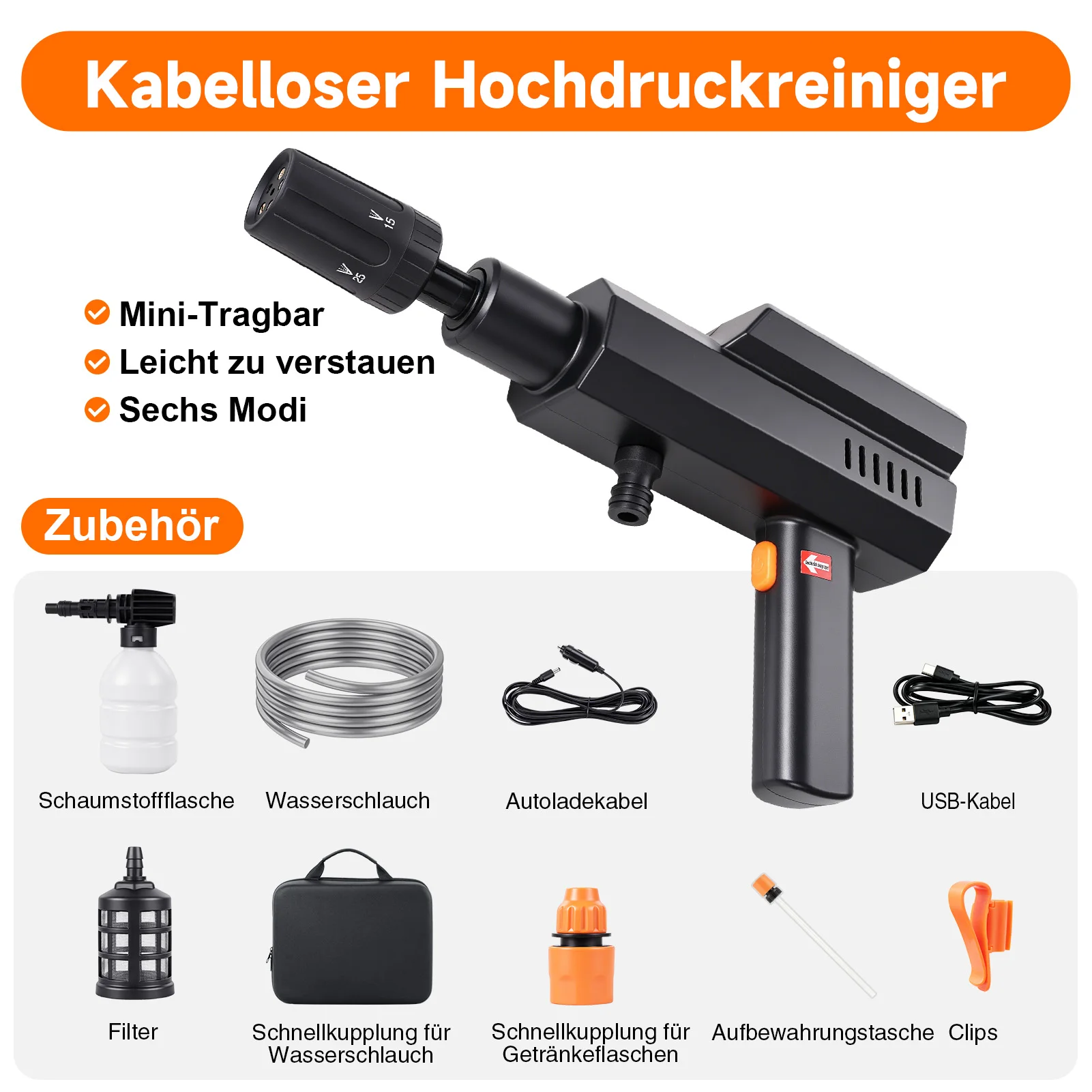 High Pressure Water Gun for Car Washing Powerful Household Cleaning Tool with Electric Lithium Battery for Car Home Outdoor Cleaning
