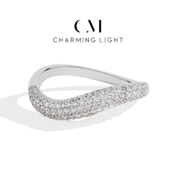 CHARMING Fashion S925 Sterling Silver Engagement Classic Moissanite Diamond Ring for Women Men Real Jewelry With Certificate