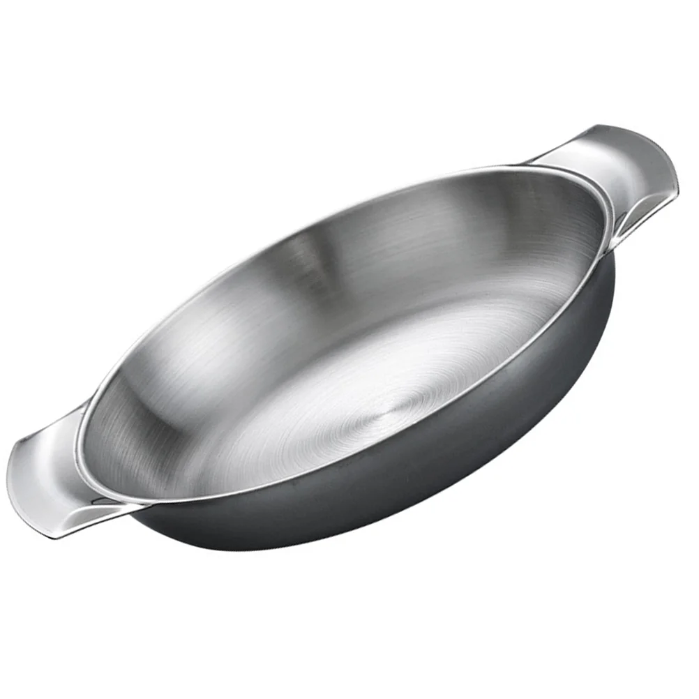 

Stainless Steel Seafood Pot Sturdy Cooking Cookware for Kitchen Flat Skillet Binaural Pan Vegetable Double Handle Pans