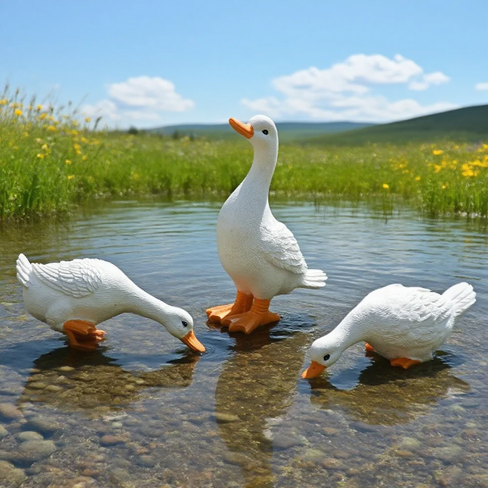 Creative Simulation Resin Drinking Water Duck Statue Animal Ornaments Outdoor Garden Patio Decoration Statues for Decoration