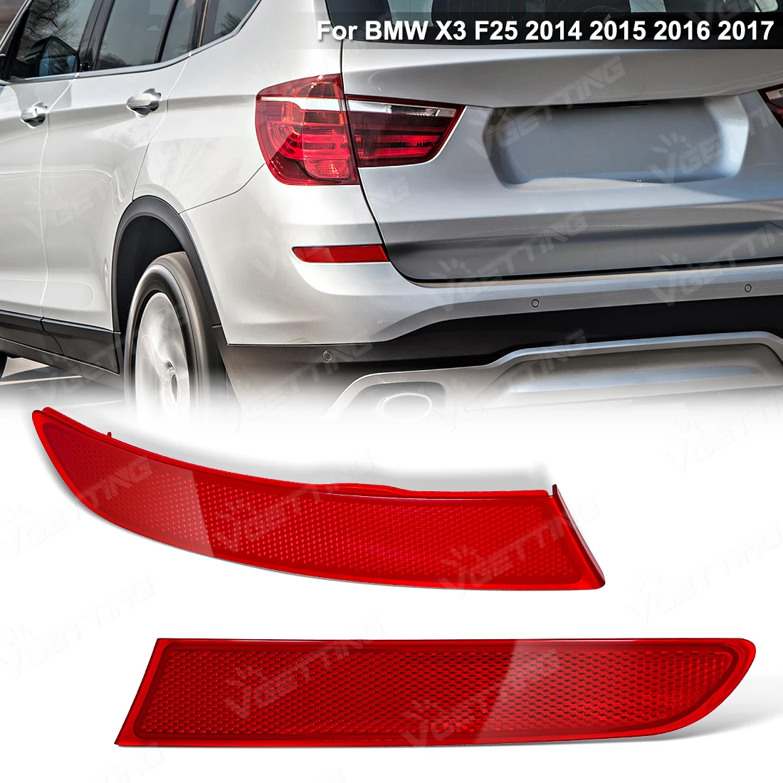 

Правый/левый задний светоотражатель бампера для BMW X3 F25 2014 2015 2016 2017, светоотражающие полосы, защитные пленки для автомобиля