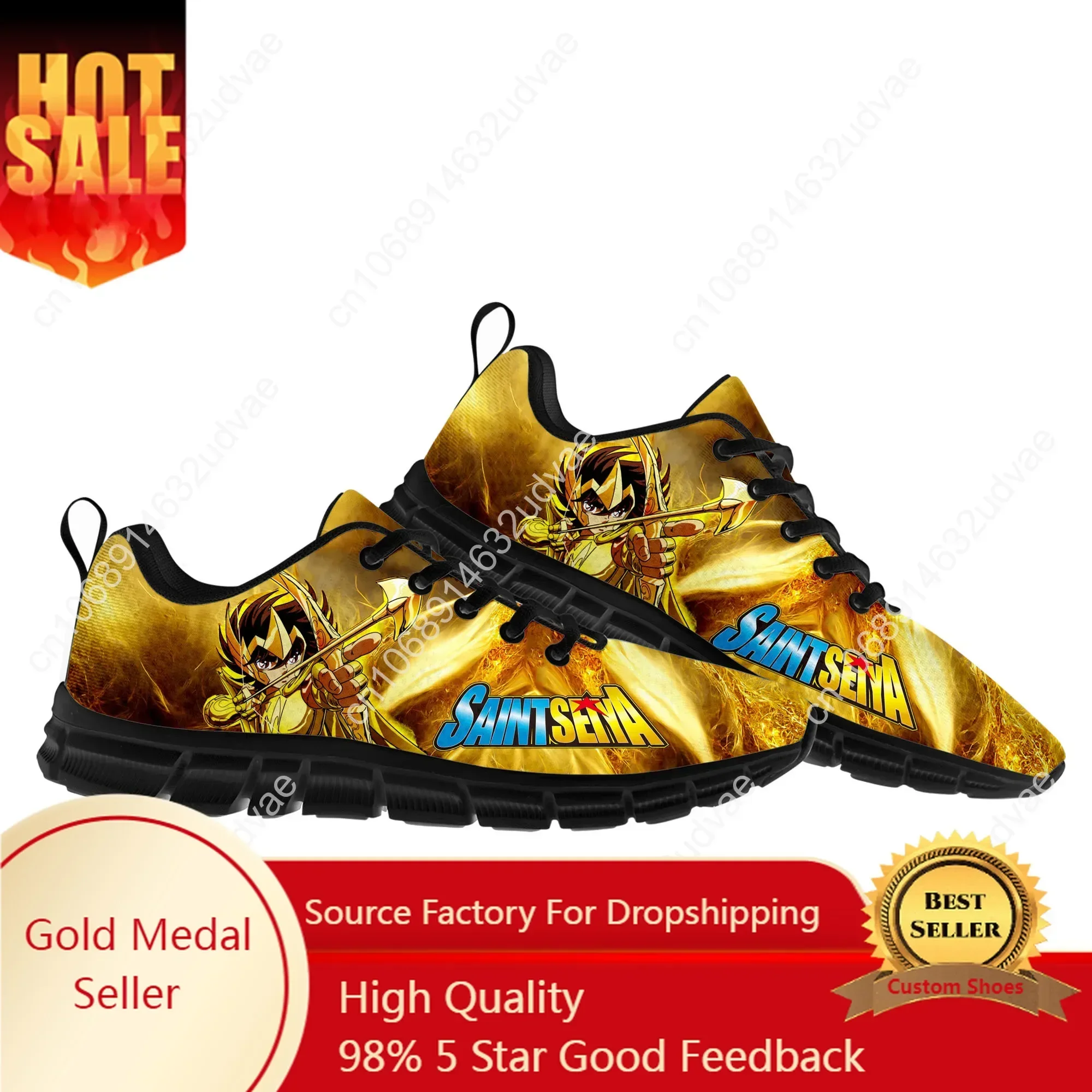 

Cartoon Saint Seiya Comics Sports Shoes Mens Womens Teenager Comfortable Sneakers Custom High Quality Couple Black Casual Shoe