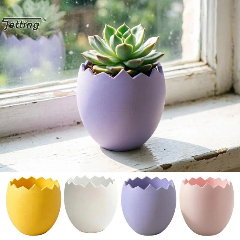 3d Printed Ornament One-piece Molded Decoration 3d Printed Cracked Egg Planter Eggshell Flowerpot Modern Ceramic-finish Holder