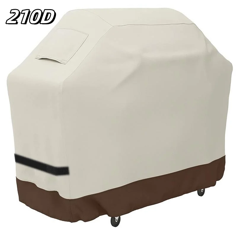 Outdoor Gas BBQ Hood 210D Large BBQ Beige Barbecue Grill Dustproof Cover Oven Protective Cover Waterproof Oven Furniture Cover