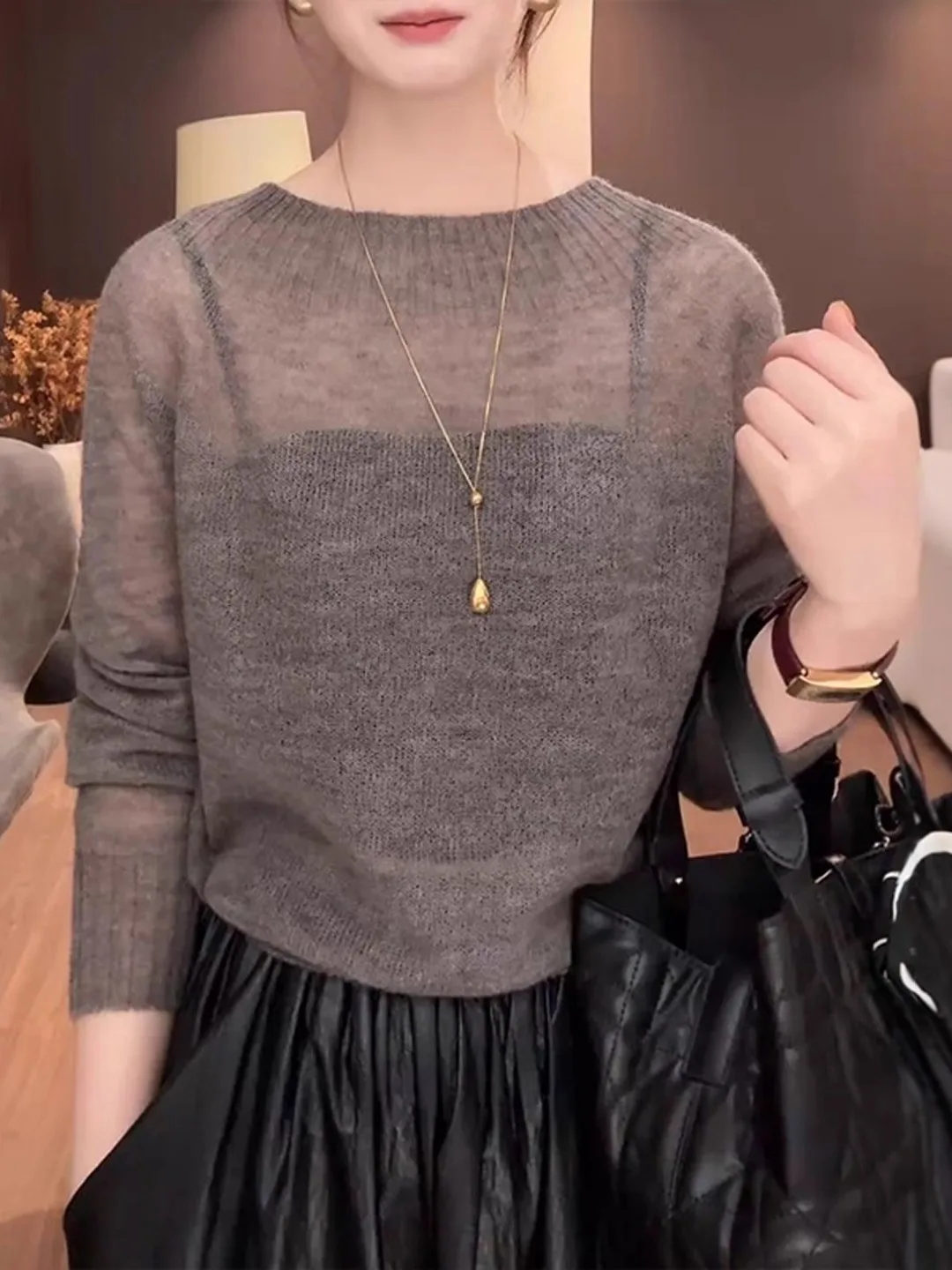 

Свободный длинный све, круглый трикотаж Ne, женский свитер с внутренним слоем, осенний сезон, японский сарафан, большие размеры, одежда для девочек...