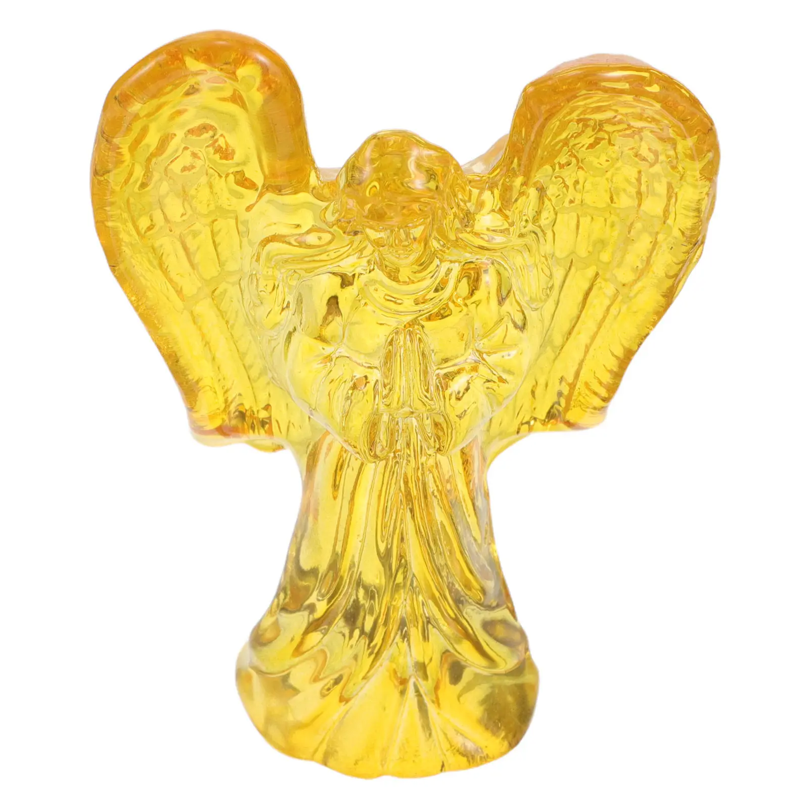 Crystal Praying Angel Sculpture Engraved Jesus Statue Clear Glass Wings Faith Home Altar Christian Desk Decorative Ornament