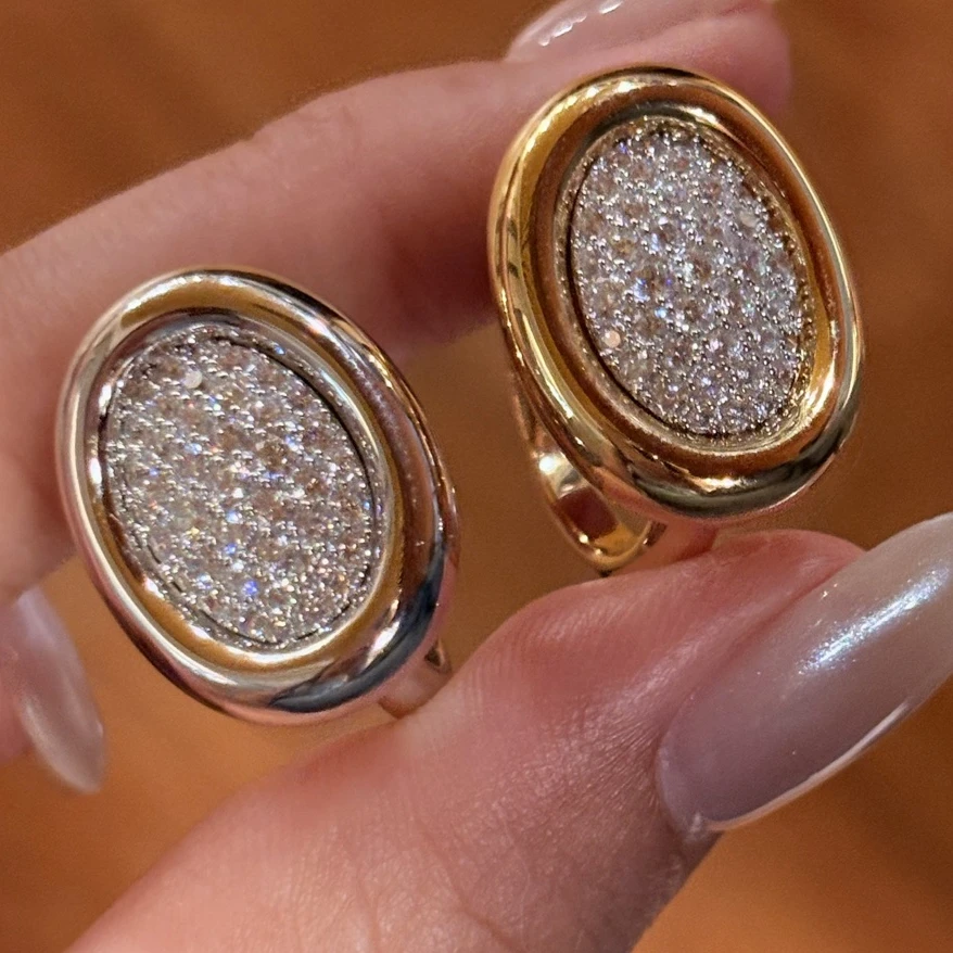 

KQDANCE Vintage 925 Sterling Silver Oval Inlay Full Diamond Rings For Women Luxury Fine Jewelry