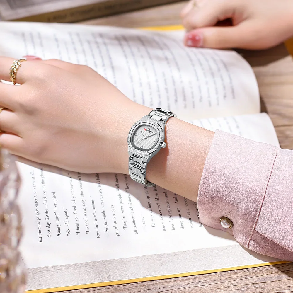 CURREN Ladies Watch 9101 NEW 2024 Luxury Diamond Studded Small Dial Luminous Waterproof Steel Watch For Women Relogios Feminino
