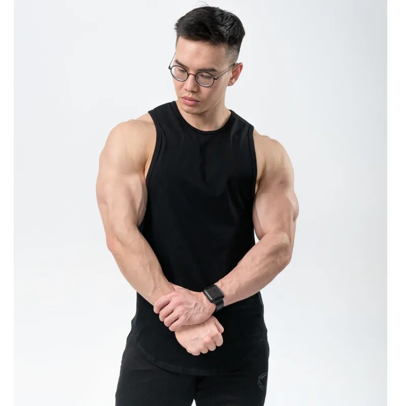 Mens Summer Cotton Workout Casual Tank Top Sleeveless Sportswear Shirt Gym Clothing Bodybuilding Undershirt Fitness Running Vest