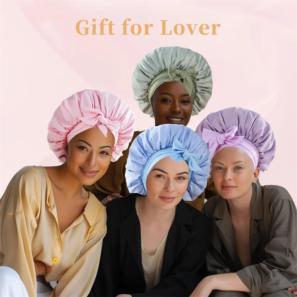

Silk Bonnet for Sleeping Women, Satin Hair Bonnet for Sleeping for Wavy Curly Natural Hair Women Men