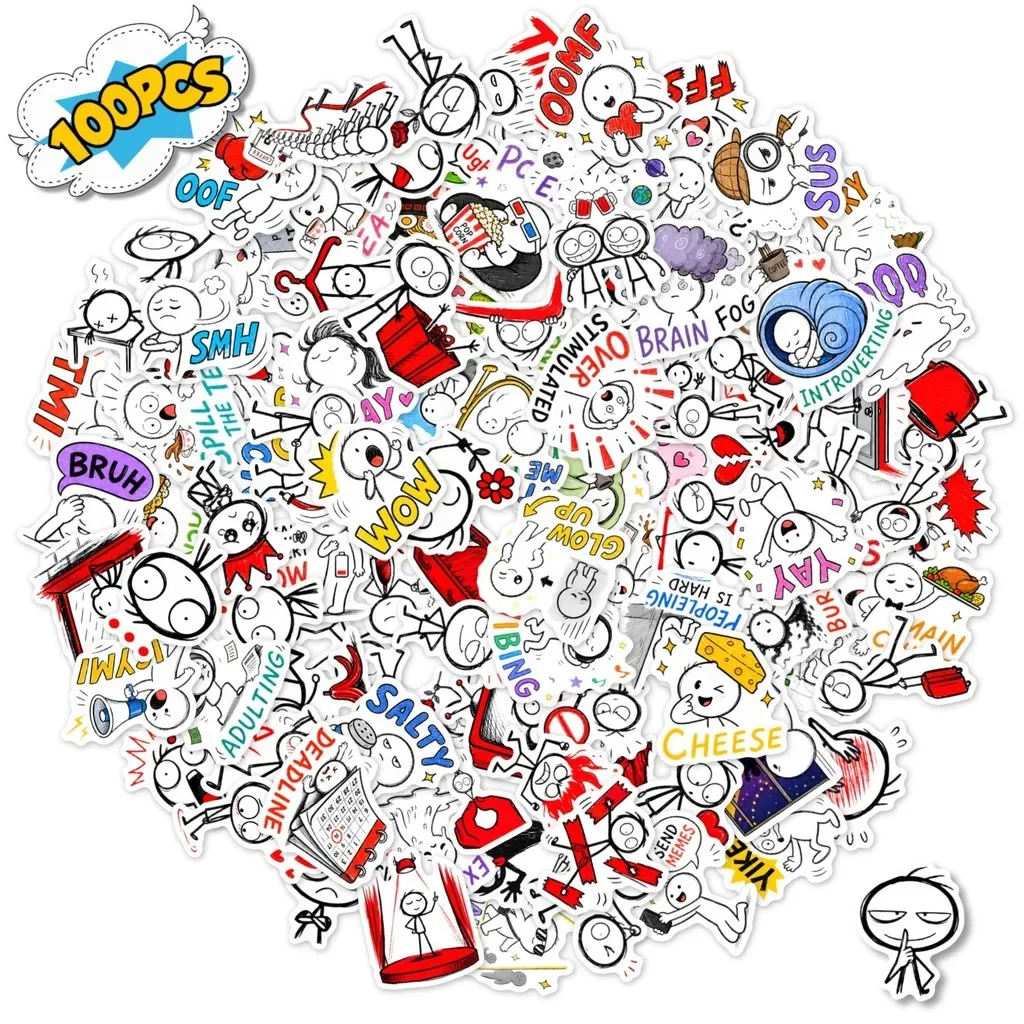 Whimsical Match‑Man Waterproof Sticker Pack 100 /200 Sheets Creative Doodle Decal For Journal And Handcraft Giajar Sticker Store
