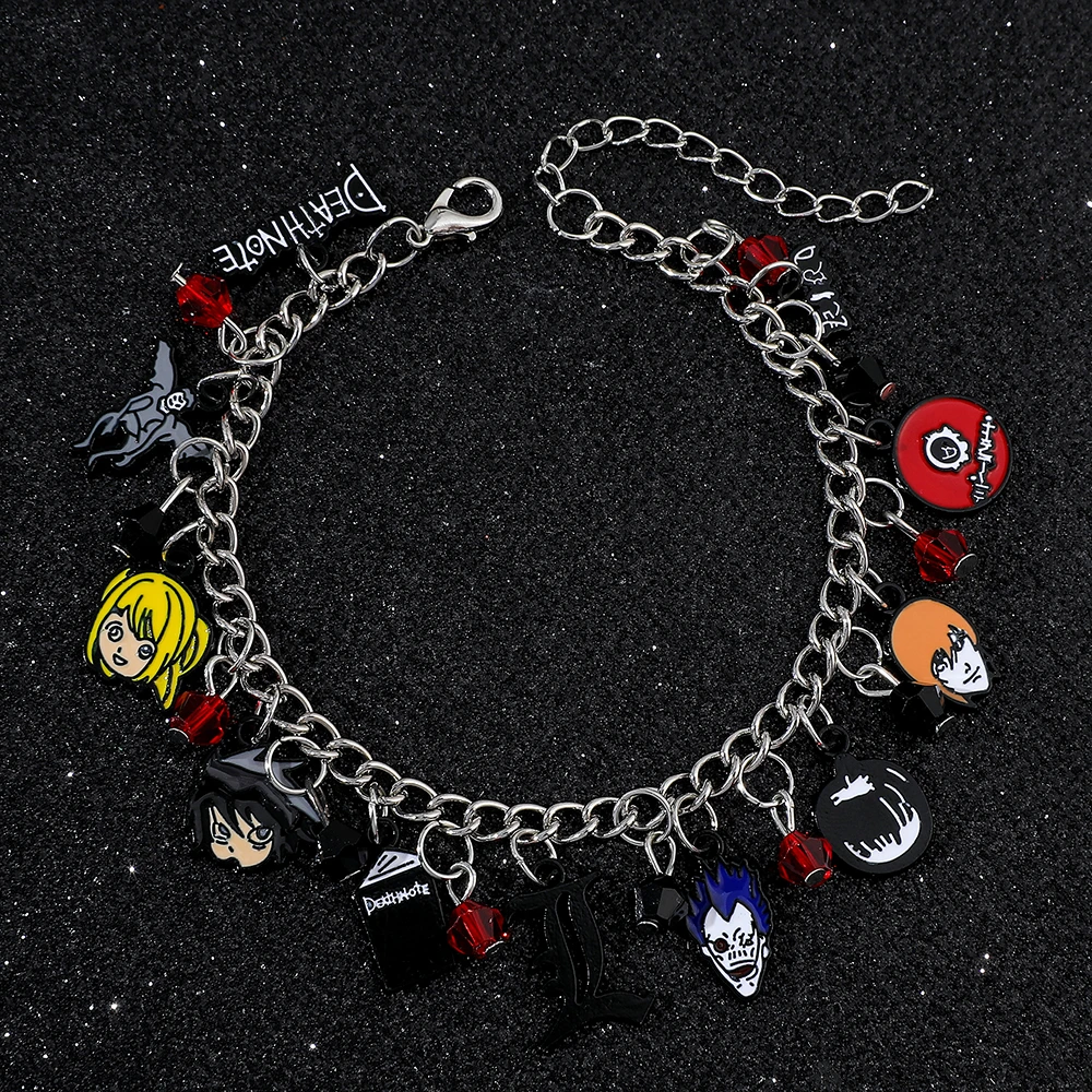 Japan Anime Death Note Bracelet Ryuk Yagami Light Charms Bracelet Hand Chain Enamel Pendant Jewelry Accessories for Fans Gifts