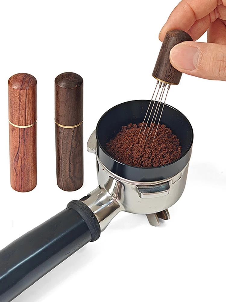 Igła do rozprowadzania kawy espresso, mieszadło do proszku kawowego, drewniana rączka, narzędzie do mieszania kawy, narzędzia WDT, akcesoria baristyczne — 2