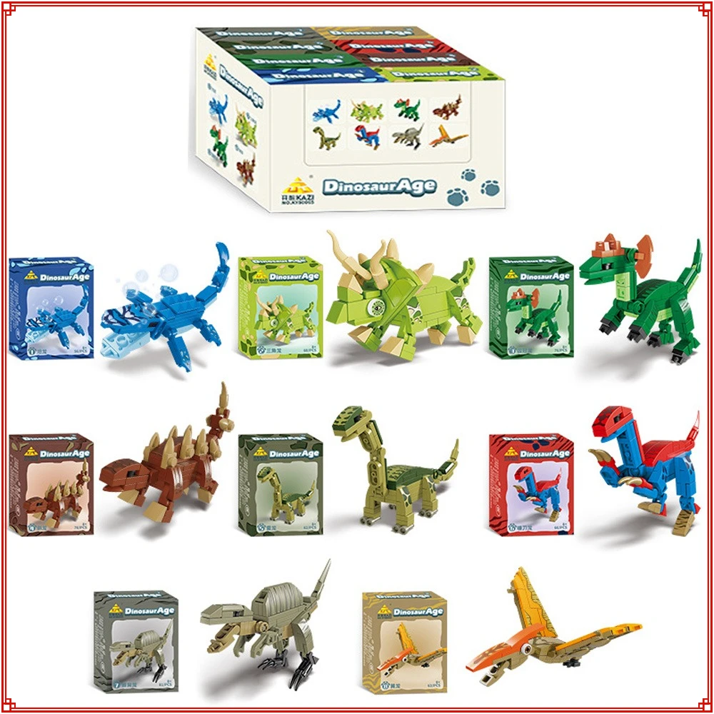 

Dinosaur Building Blocks Jurassic Tyrannosaurus Rex Assembled Model Puzzle Toy Desktop Ornaments Kids Creative Collection Gifts