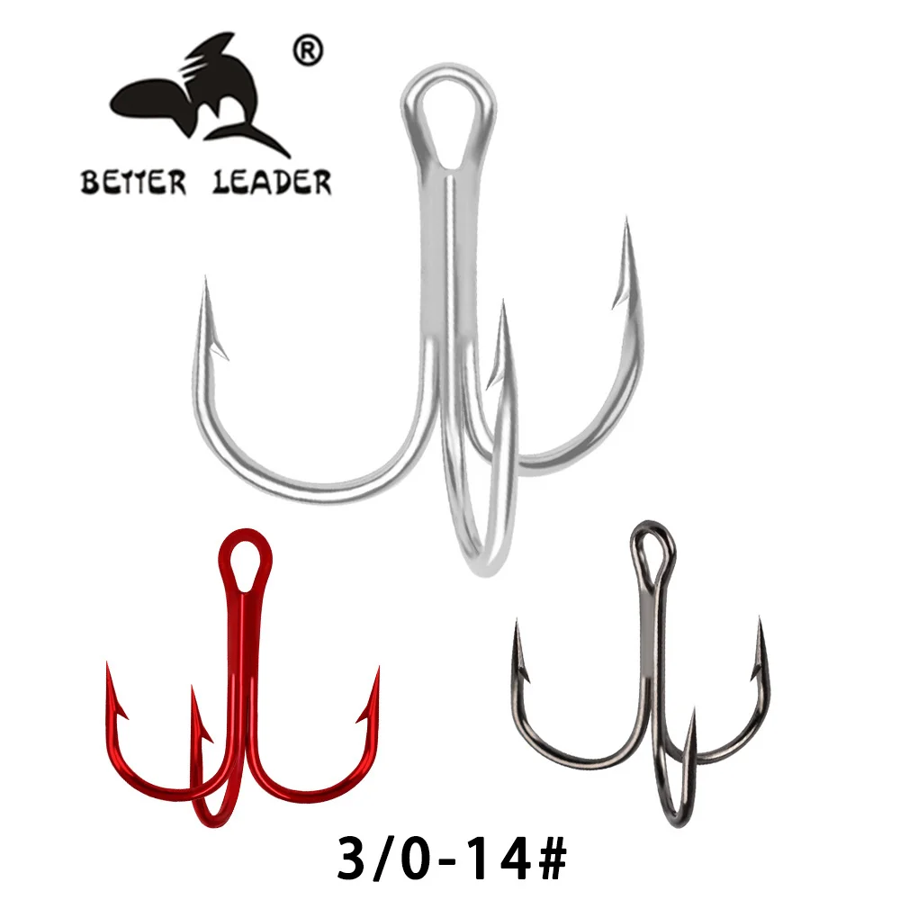 

Better Leader Fishing Hooks Triple 10pcs Hook Size 3/0-12# Anchor Hook Barbed Treble Hook High Carbon Steel Fishing Tackle