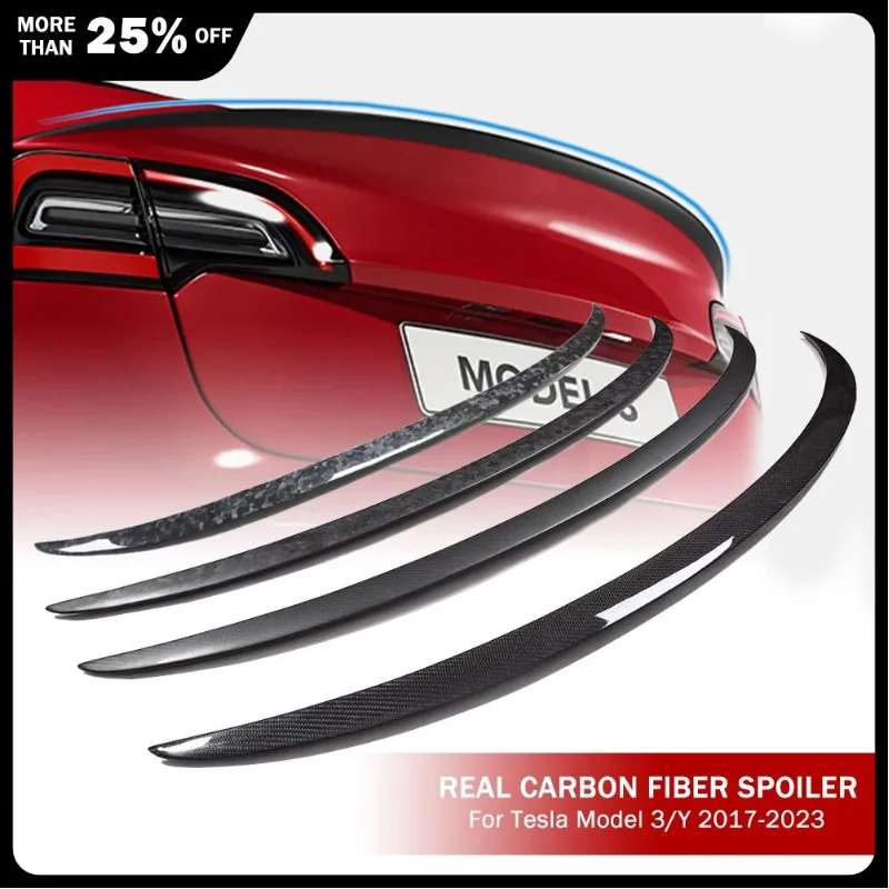 

Dry Carbon Fiber P-Style Rear Spoiler for Tesla Model 3/Y 2017-2024 | Vacuum Molded UV Protected No Drilling