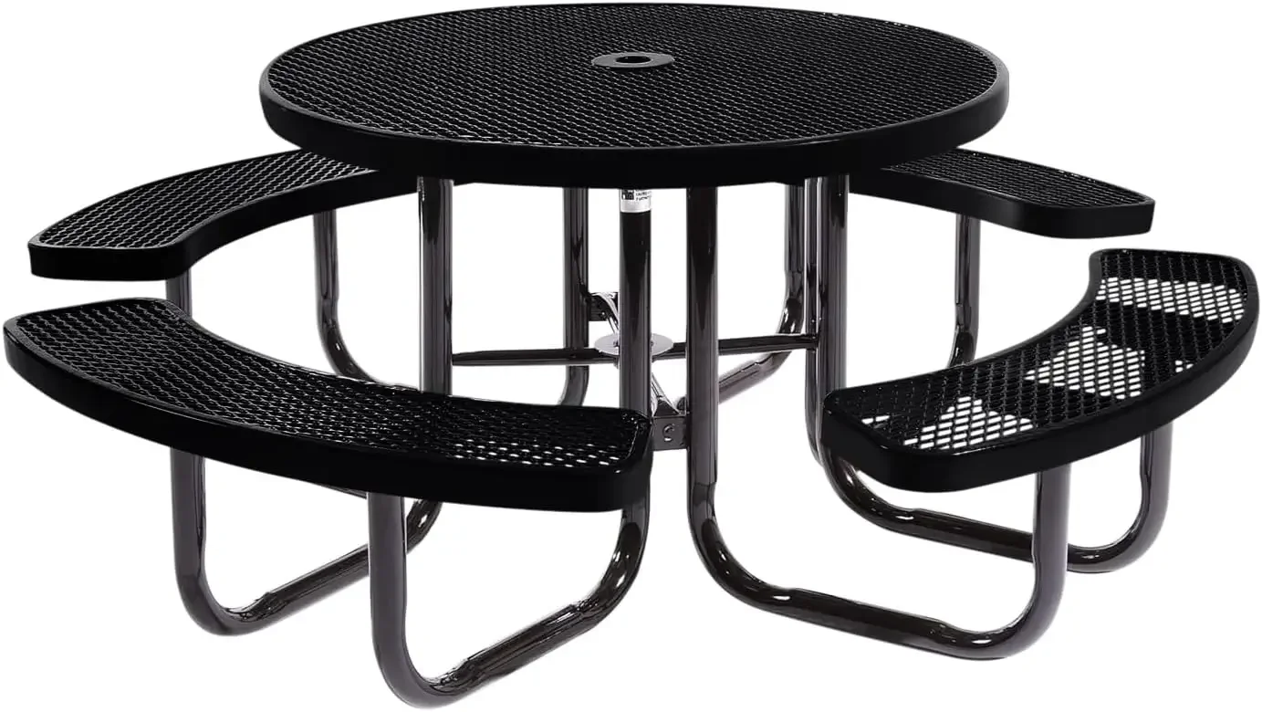 Heavy-Duty Portable Outdoor Picnic Table with Umbrella Hole,  (46