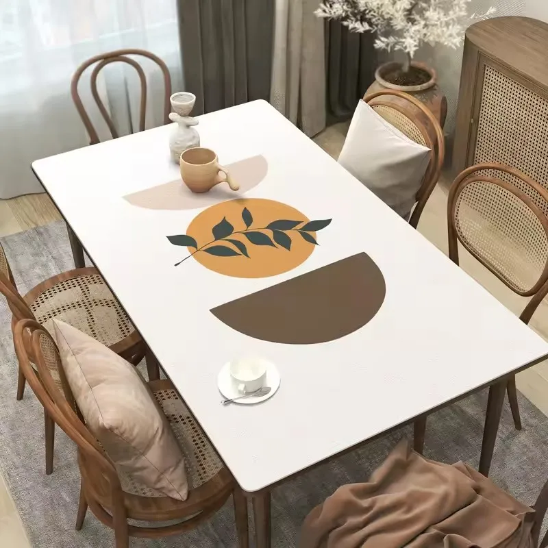 

Rectangular Table Cloth Pu Leather Desk Table Mat Silicone Table Cover Anti-dirty Waterproof Tablecloth for Bar Table Protectors