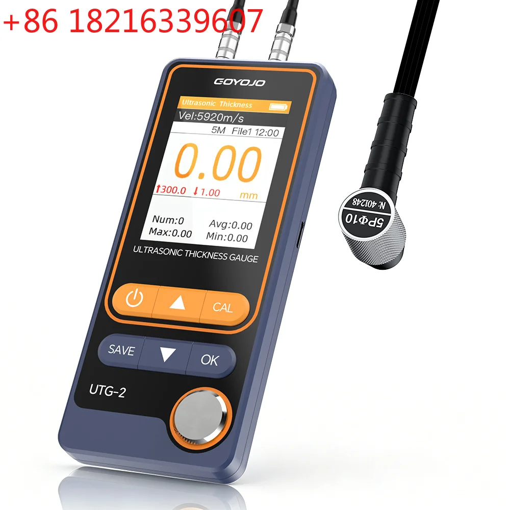 YAO UTG-2 Ultrasonic Thickness Gauge Meter 1-300mm NDT Non-Destructive Thickness Meter, Pulse-Echo for Cast Iron, VERI Metal Tes