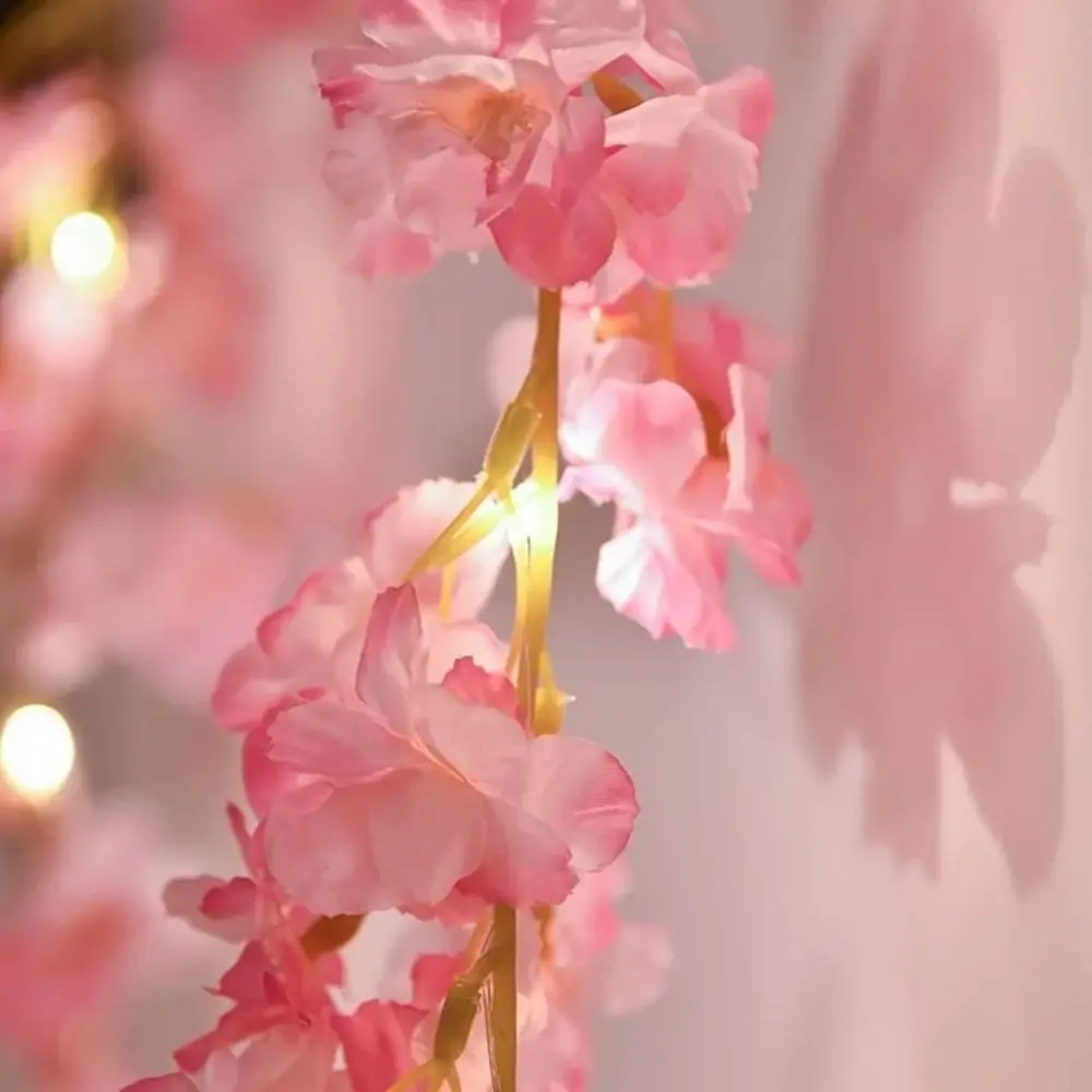 Ins Stijl Simulatie Kersenbloesem Wijnstok Lamp Woonkamer Slaapkamer Decoratie 2M Sakura Slinger Kunstbloemen Kerstverlichting