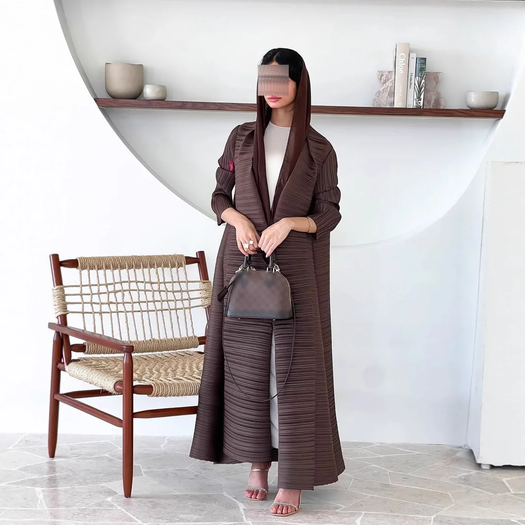 Miyake 2025 Pakaian Wanita Baru Musim Semi dan Musim Panas Jubah Berlipat Gaun Jubah Jaket Kardigan Fashion Longgar Lengan Sembilan Perempat