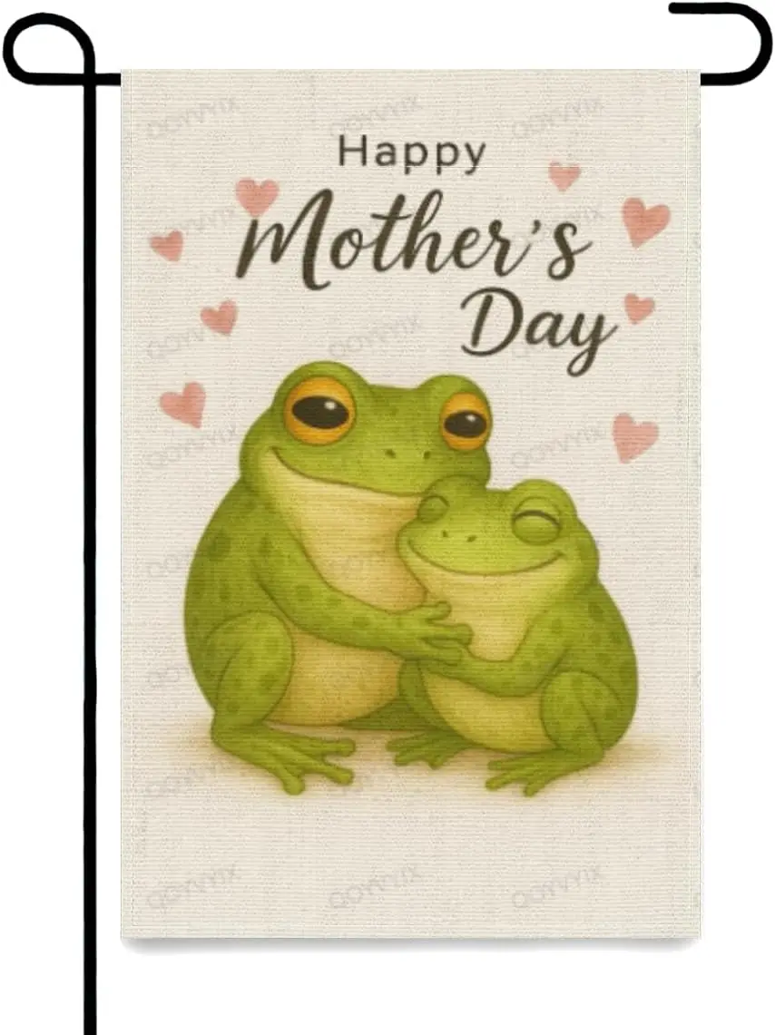 Bandera de jardín para el Día de la Madre, diseño de rana mamá con bebé, decoración de jardín exterior de doble cara, bandera pequeña para jardín, 12x18 pulgadas, decoración para porche y césped, MMZ