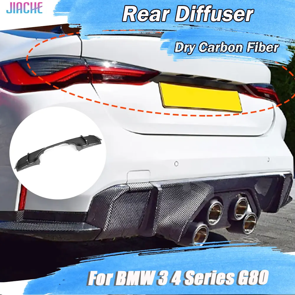 

Задний диффузор из сухого углеродного волокна, спойлер, задний диффузор для BMW 3 серии 4 G80 G82 G83 M3 M4 2021 + защита заднего бампера