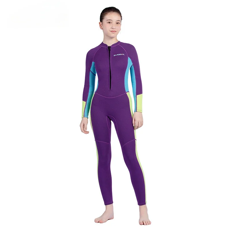 New Arrival 2.5MM Children's Front Zip Wetsuit with Long Sleeve Full Body Diving Suit Keep Warm Snorkeling Surfing Swimwear