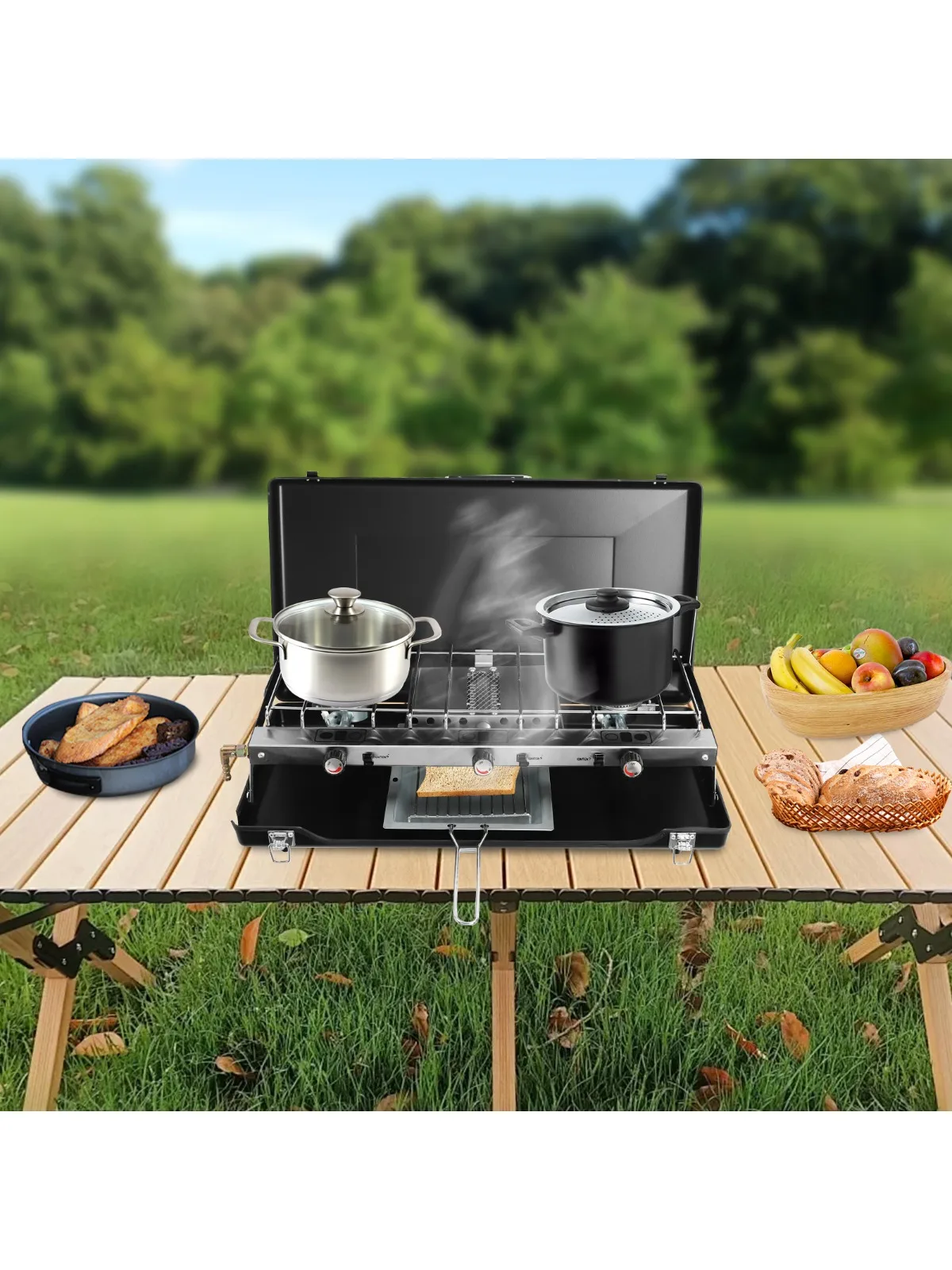 

3-Burner Portable Cooking Stove Gas Camping Stove Lightweight & Portable for Camping Barbecues Parties Picnics or Outdoor Hiking