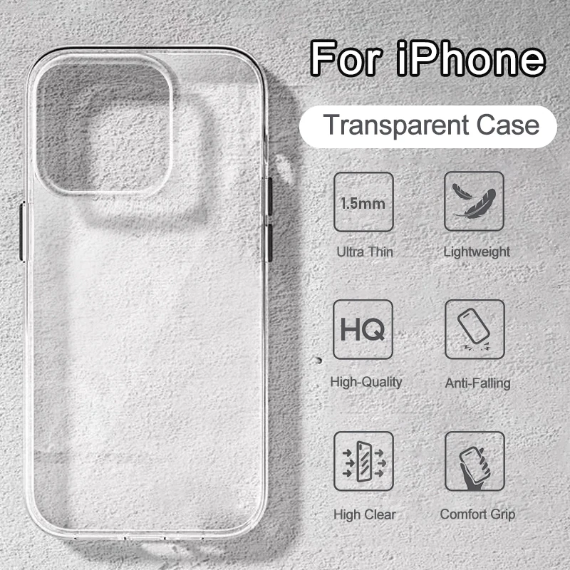 Transparent Soft Case For iPhone 13 12 11 14 Pro Max Mini Protection Cover For iPhone 14 7 8 Plus XS Max XR X SE Shockproof Case