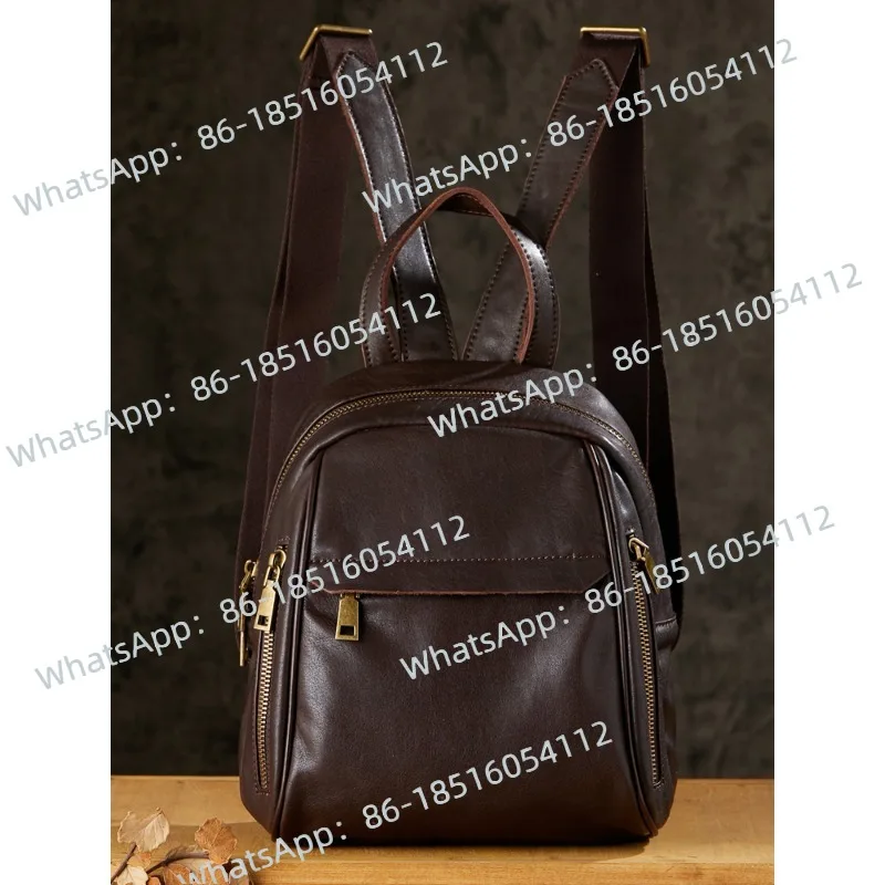 

Кожаный рюкзак ручной работы, модный универсальный маленький рюкзак из воловьей кожи растительного дубления, женский повседневный школьный рюкзак большой вместительности