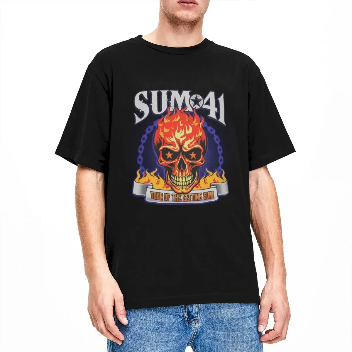 Vintage T-Shirt Sum 41 Plot 2024 International Farewell Tour 100% Cotton T-Shirts Hip Hop Tshirt for Men's Short Sleeve Tees