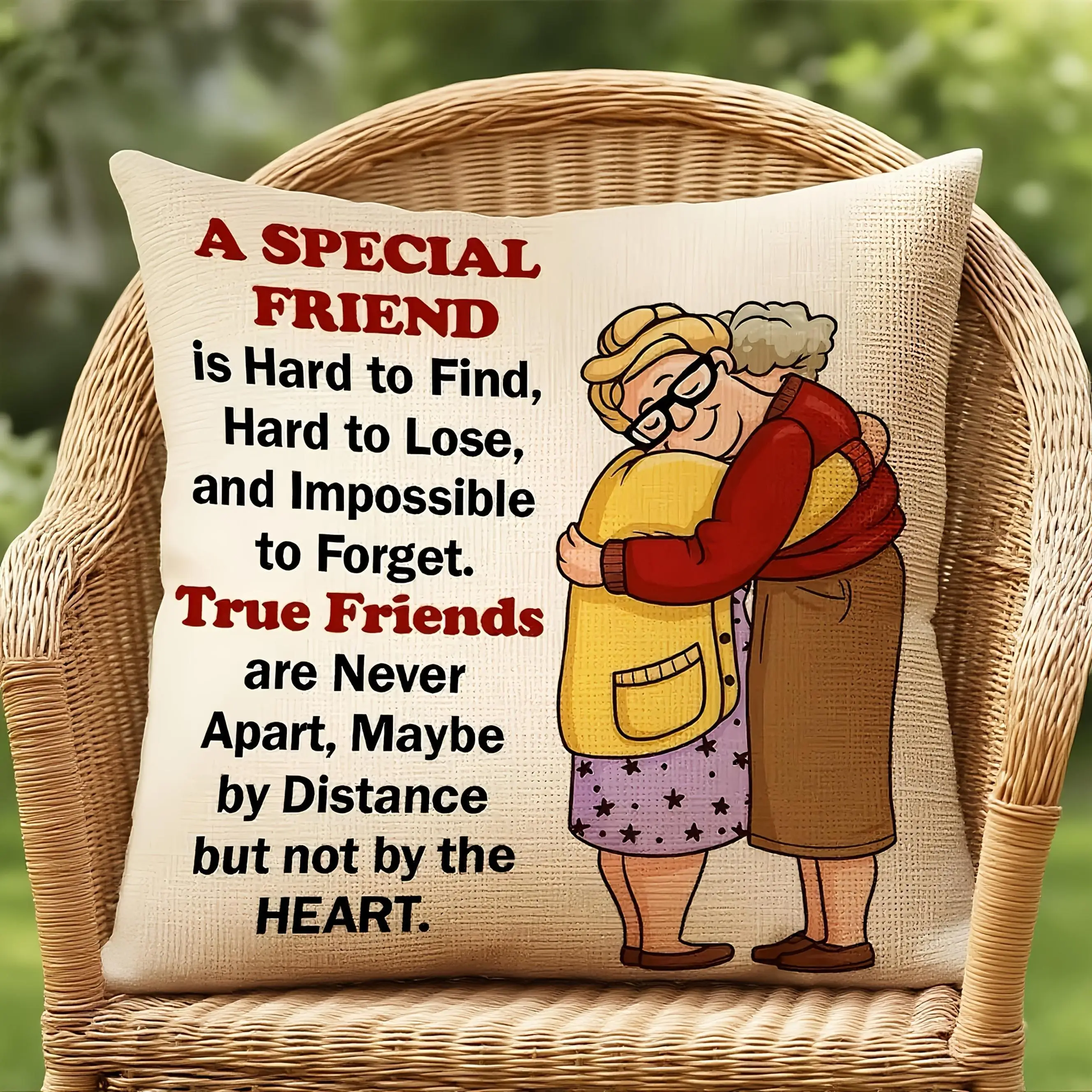 1pc A SPECIAL FRIEND Hugging Friendship ThrowPillow Cover,Suitable for Sofa,Bedroom,LivingRoom,Heartwarming Gift for Best Friend