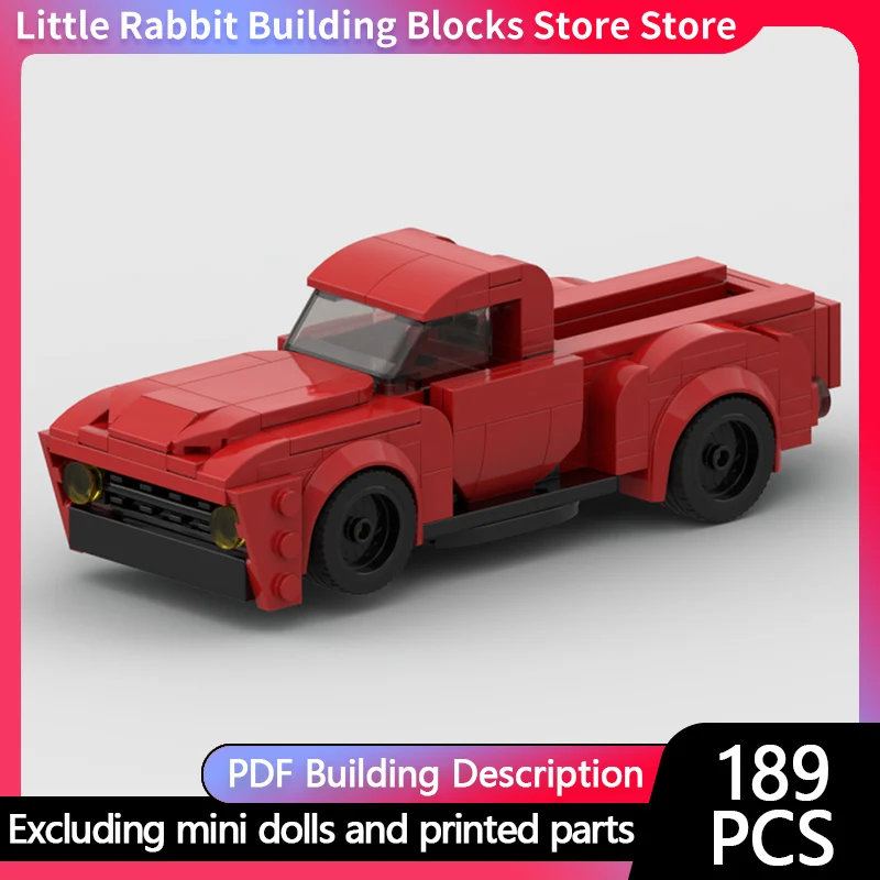 City Car Model MOC Building Bricks F100 Commercial Pickup Truck Modular Technology Gifts Holiday Assemble Children Toys Suit