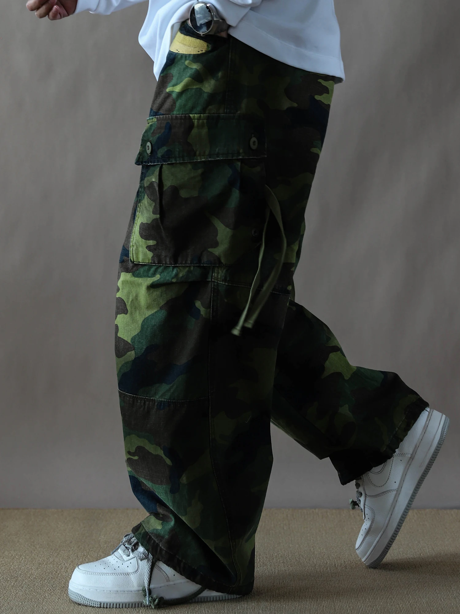 

American Workwear Sle Heavyweight Camouflage Straight Leg Pants Men's Loose Casual Multi-ket Long Trousers Trendy Brand