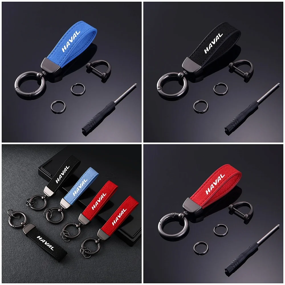 Car Keychain Suede Wristband Metal Clasp Premium Car Interior Accessories For Haval Jolion H6 M6 Dargo Raptor F7 H7 H9