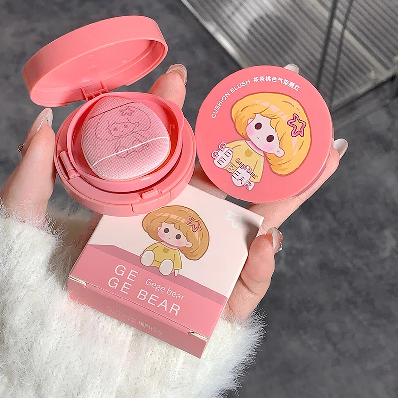 Soft Matte Face Blush para Meninas, Natural Bochecha Tint, Clarear, Impermeável Face Contorno, Air Cushion Blush, Cute Cosmetics