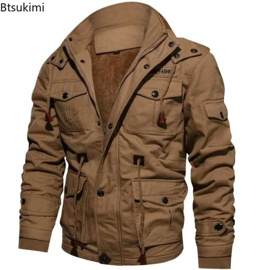 Blouson aviateur chaud en coton pour hommes, vêtements de travail, optique, manteau, grande taille, automne, hiver, 2024