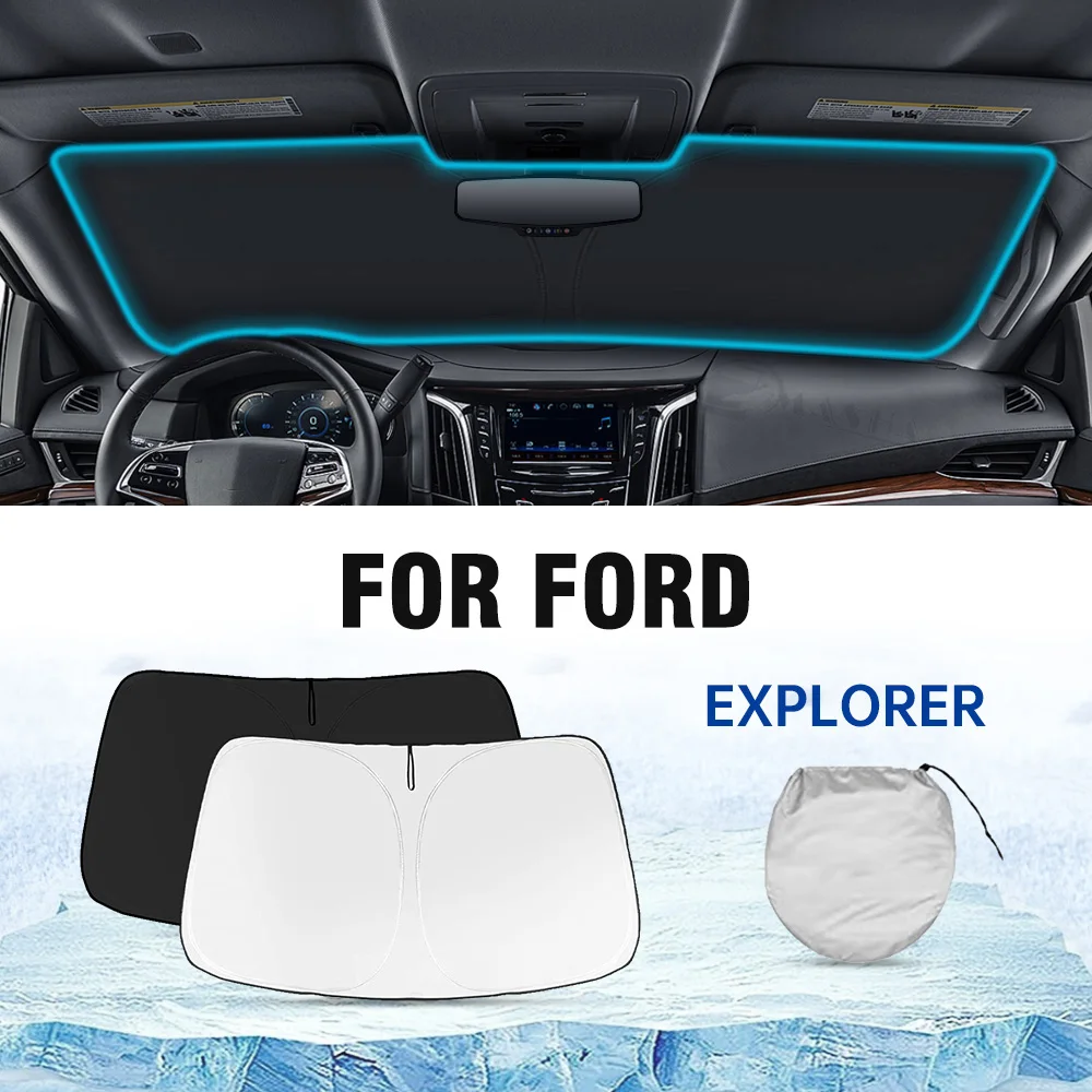 Автомобильный солнцезащитный козырек для переднего лобового стекла, нагревательный козырек от солнца, складной козырек от солнца для Ford Explorer 2020-2023 2024, аксессуары