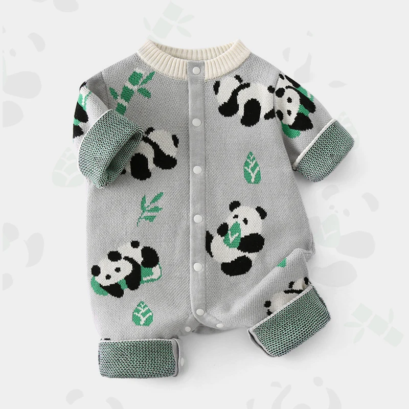 

Детские комбинезоны UNITIM для маленьких девочек, жаккардовые боди с пандой для маленьких девочек, комбинезоны, весенние комбинезоны для новорожденных мальчиков, комбинезон для младенцев