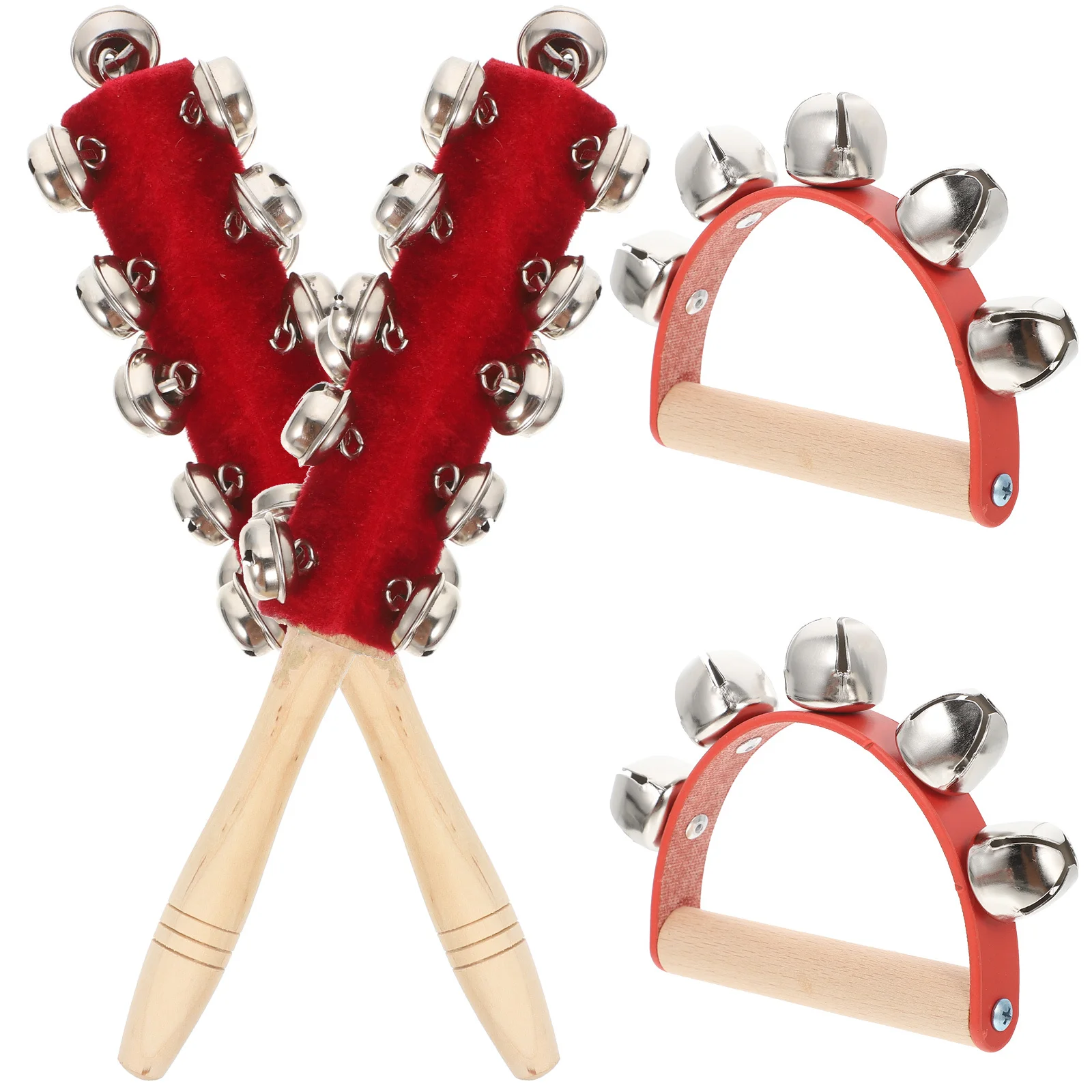 

4pcs Handheld Bell Set Wooden Handle Rattles For Kids Early Education Music Percussion Instrument Children Gift