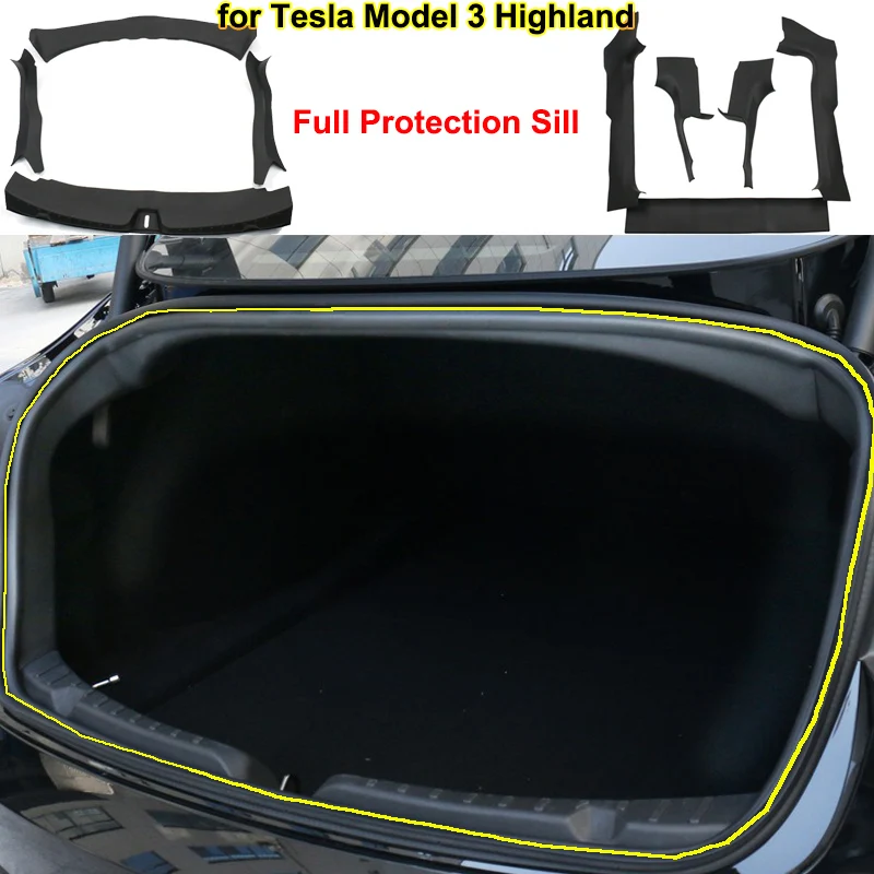 

For Tesla Model 3 Highland 2024 2025 Front Door Sill Anti-kick Protector Threshold Strips TPE Rear Trunk Door Guard Pad Cover