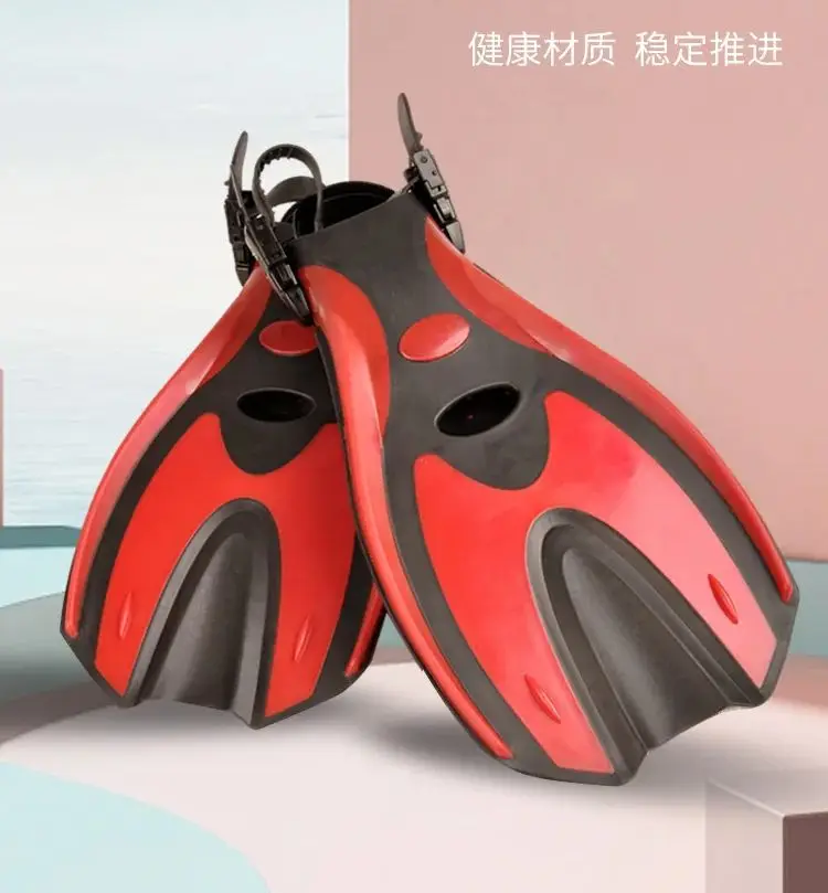 Professional Diving Swimming Training Black Red Flippers Snorkeling Adjustable Short Flippers Special Swimming Fins Equipment