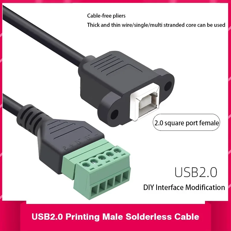 B Type B Female USB Socket Plug Socket Square Port Square Head Repair Printer Female Socket D Type Port USB-BF Solder-free