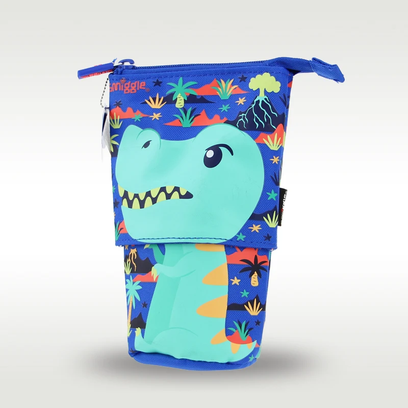 Austrália smiggle crianças originais caso lápis meninos saco de embreagem azul verde dinossauro retrátil lápis titular kawaii stationer