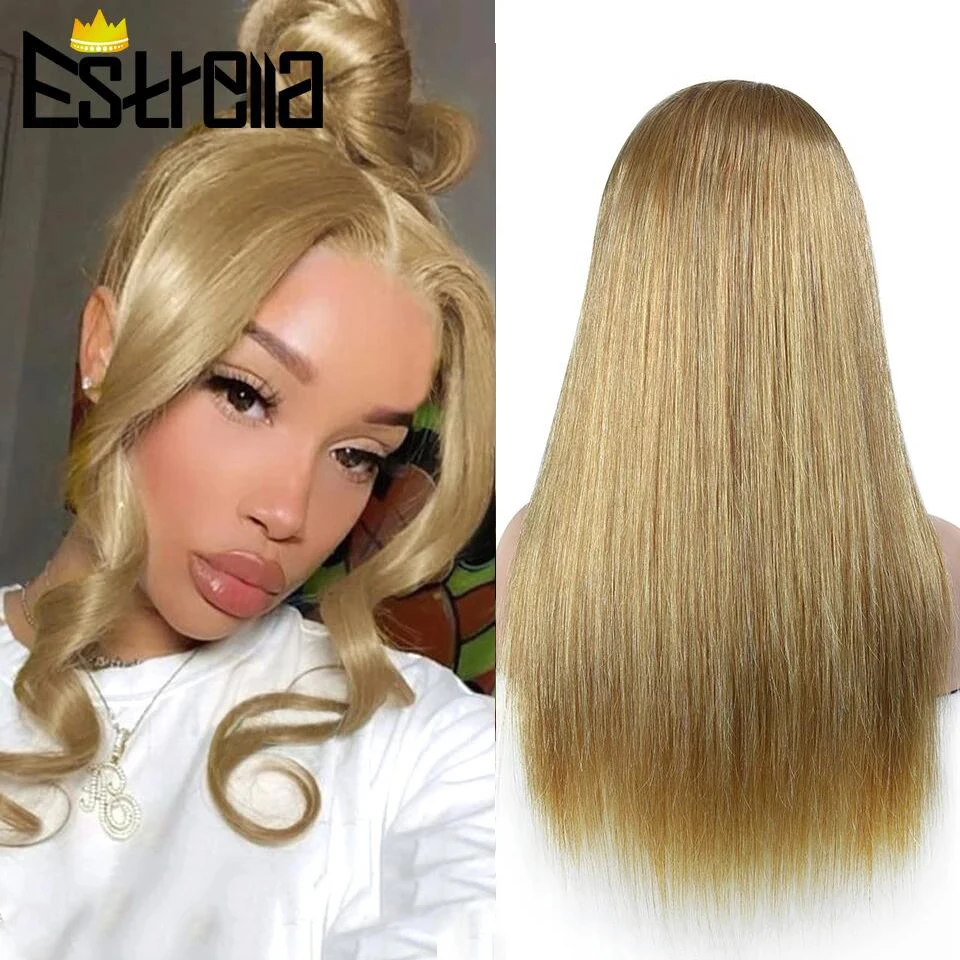 

Dark Blond #27 Straight Wig 12-26Inch Colored Lace Front Human Hair Wigs For Women Brazilian Cheaper 4x4 Lace Closure Hair Wig