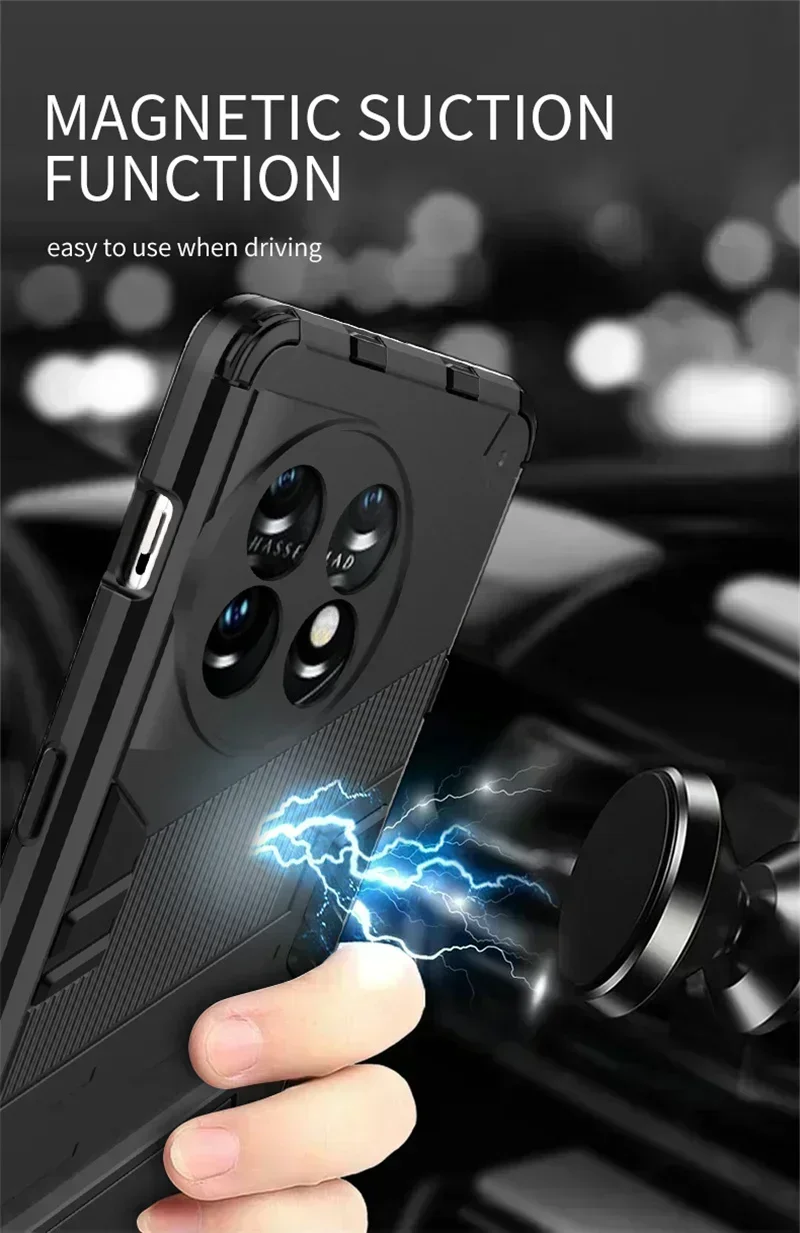 Für OnePlus 11 5G Fall Stoßfest Rüstung Telefon Fällen Für One Plus 11 11R OnePlus 11 OnePlus 11R 5G Magnetische Halter Stehen Zurück Abdeckung