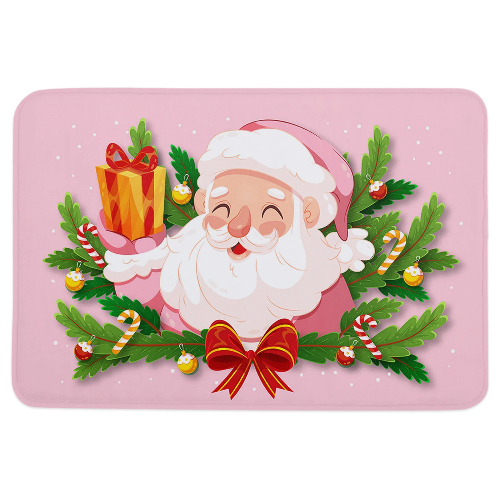 Christmas Santa Claus Pine Needle Snowflake Pink Doormat Home Decoration Navidad Ornament New Year Xmas Party Decor Rug Mat